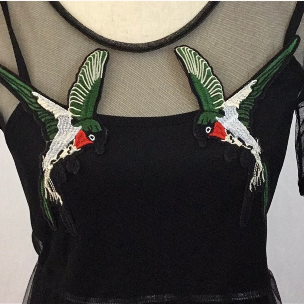 Black Slip Dress with Overlay - Picture 3 of 4